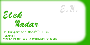 elek madar business card